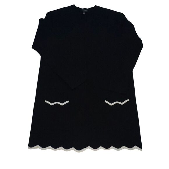 Talbots Cardigan Medium Open Front Long Scalloped Long Sleeve Academia Sweater - Picture 1 of 10